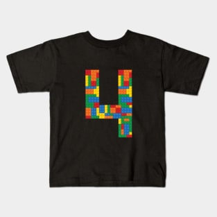 4th Birthday Building Blocks Kids T-Shirt